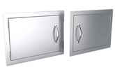 Close-up of Sunstone Classic Series Flush Style 20x14 Single Door showcasing top and bottom magnets with sleek brushed finish.